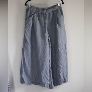 Casual Elastic waist blue linen style pants